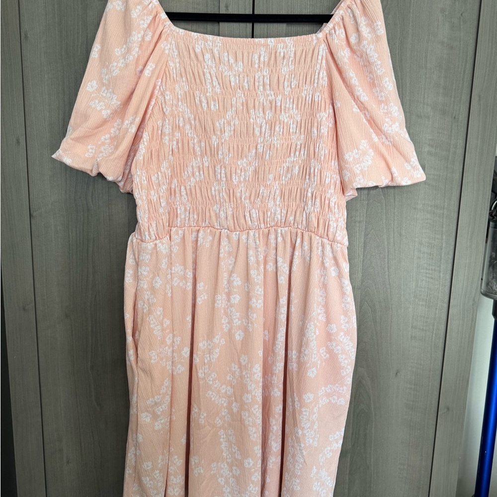 Pink Floral puff sleeve Dress